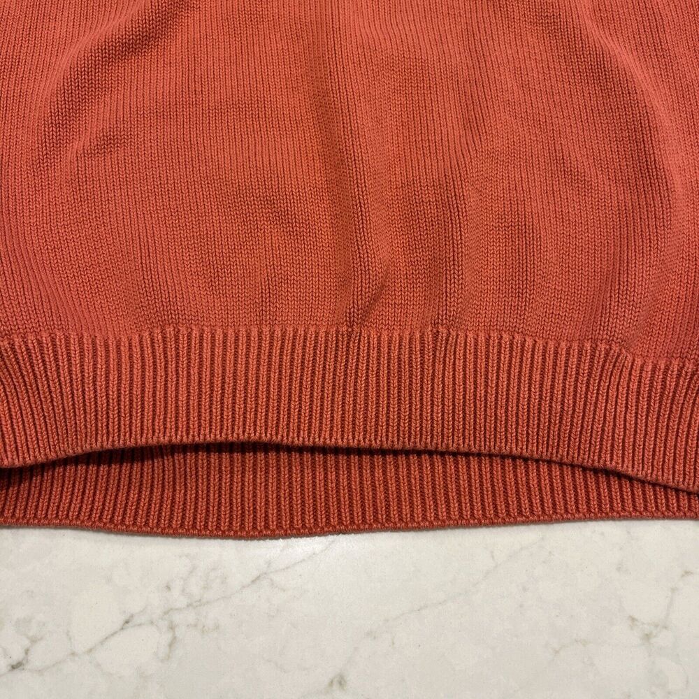Lands End Sweater Womens Large Salmon Orange Cotton Long Sleeve Pullover V Neck - Picture 5 of 8